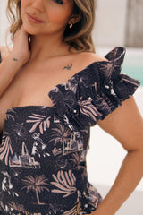 Enterizo Cielo Print Altagracia Negro